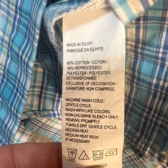 IZOD Men’s Dress Shirt LG Multi color checked Blue, White, Light Blue Plaid - Picture 4 of 6